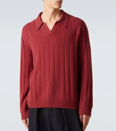 Le Kasha Sitia Cashmere Polo Sweater In Red