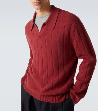 Le Kasha Sitia Cashmere Polo Sweater In Red