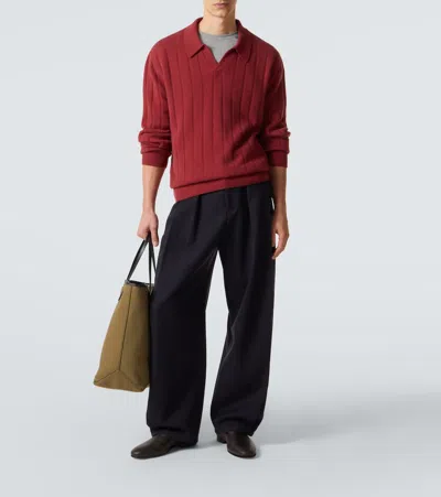 Le Kasha Sitia Cashmere Polo Sweater In Red