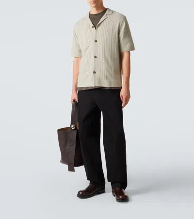 Le Kasha Gerone Knitted Cashmere Polo Shirt In Gray