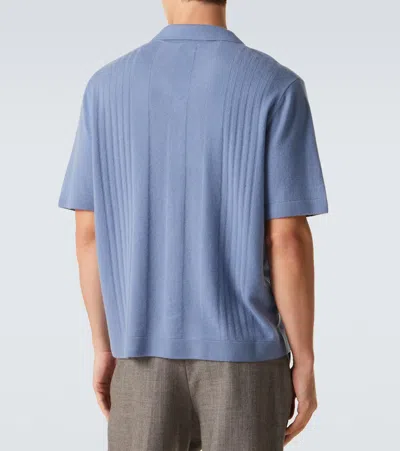 Le Kasha Gerone Knitted Cashmere Polo Shirt In Blue