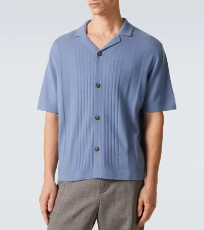 Le Kasha Gerone Knitted Cashmere Polo Shirt In Blue