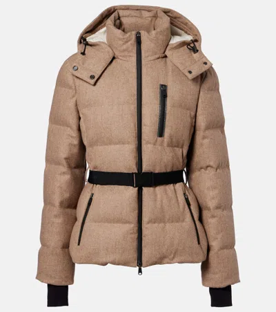 Brunello Cucinelli Virgin Wool Flannel Down Jacket In Brown