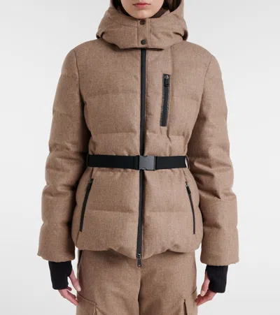 Brunello Cucinelli Virgin Wool Flannel Down Jacket In Brown