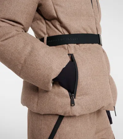 Brunello Cucinelli Virgin Wool Flannel Down Jacket In Brown