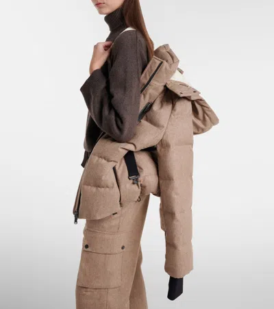 Brunello Cucinelli Virgin Wool Flannel Down Jacket In Brown