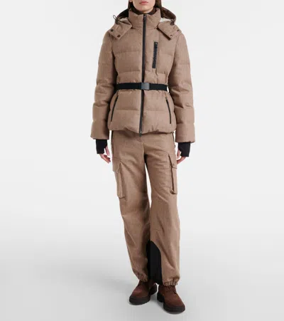 Brunello Cucinelli Virgin Wool Flannel Down Jacket In Brown