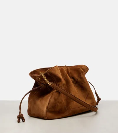 Saint Laurent Jamie Small Suede Shoulder Bag In Brown