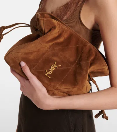 Saint Laurent Jamie Small Suede Shoulder Bag In Brown