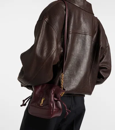 Saint Laurent Jamie Mini Leather Shoulder Bag In Burgundy