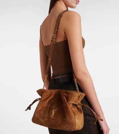 Saint Laurent Jamie Small Suede Shoulder Bag In Brown