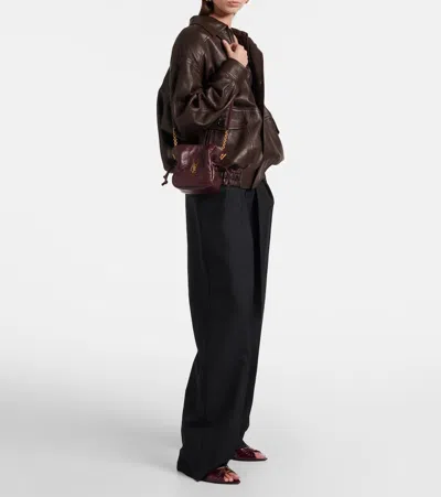 Saint Laurent Jamie Mini Leather Shoulder Bag In Burgundy
