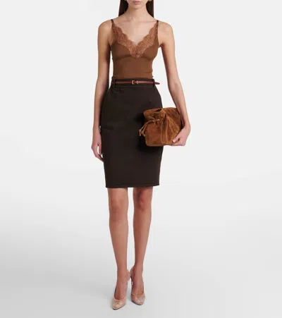 Saint Laurent Jamie Small Suede Shoulder Bag In Brown