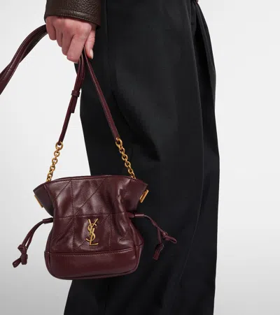 Saint Laurent Jamie Mini Leather Shoulder Bag In Burgundy