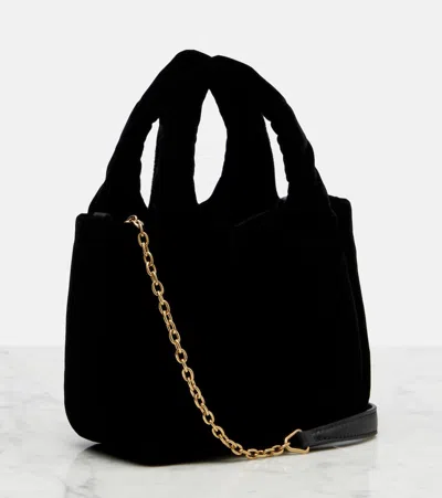 Prada Mini Velvet Top-handle Bag In Black