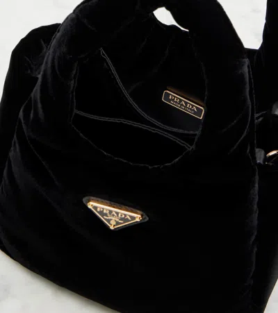 Prada Mini Velvet Top-handle Bag In Black