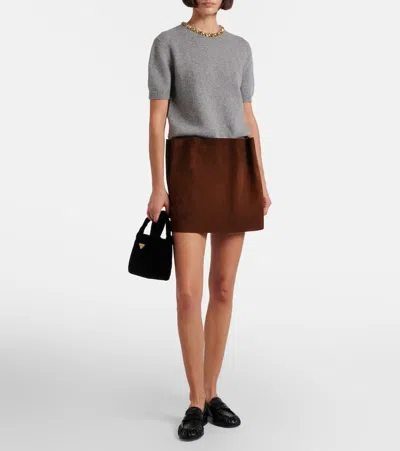 Prada Mini Velvet Top-handle Bag In Black