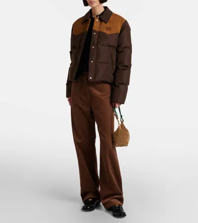 Miu Miu Gefütterte Jacke Mit Logo In Brown