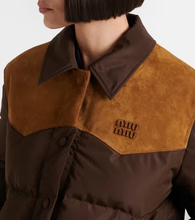 Miu Miu Gefütterte Jacke Mit Logo In Brown