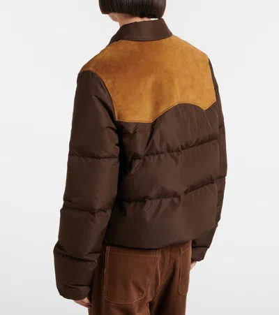 Miu Miu Gefütterte Jacke Mit Logo In Brown