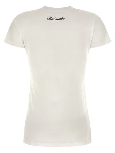 Balmain Cotton T-shirt With Button Detail And Draped Design In White