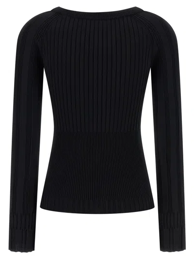Balmain Sweater Three Buttons Crew Neck Ribbed In Black