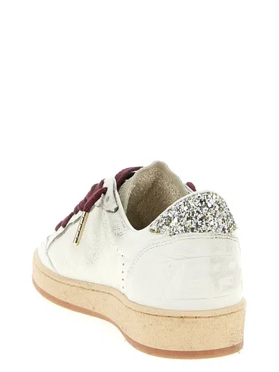Golden Goose Ball Star Sneakers Leopard Emblem Glitter Heel In White