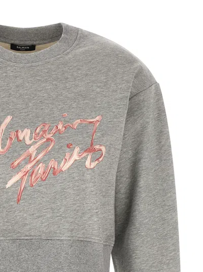 Balmain Paris Sweatshirt Gray In Multi