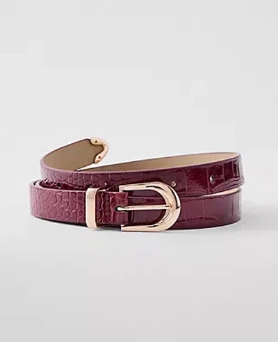 Ann Taylor Croco Patent Leather Belt In Brown