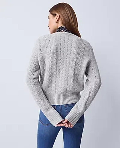 Ann Taylor Weekend Collection Pointelle Cardigan In Gray