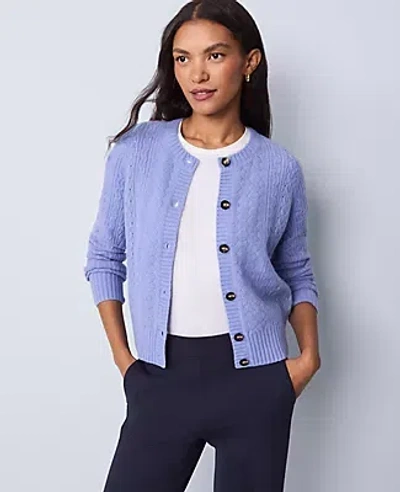 Ann Taylor Weekend Collection Pointelle Cardigan In Purple