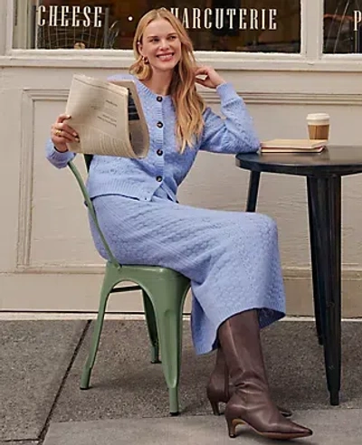 Ann Taylor Weekend Collection Pointelle Cardigan In Purple