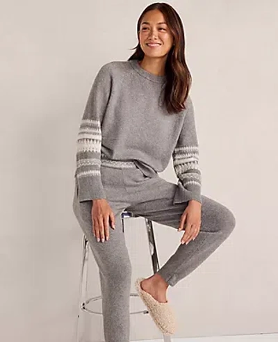 Ann Taylor Haven Well Within Organic Cotton Blend Nostalgic Fair Isle Joggers In Gray