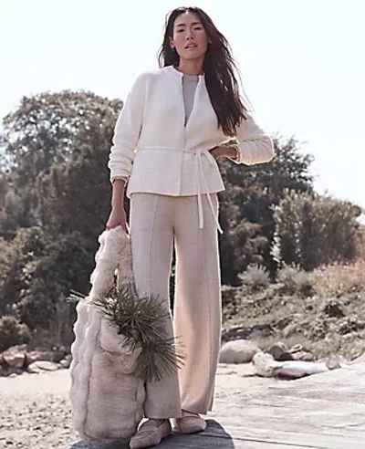 Ann Taylor Haven Well Within Chunky Cotton Blend Belted Cardigan In White