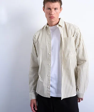 Topman Mens Relaxed Fit Stripe Shirt In Neutral