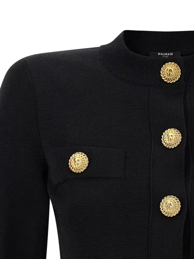 Balmain Cropped Cardigan Sweaters And Cardigans Black In Black