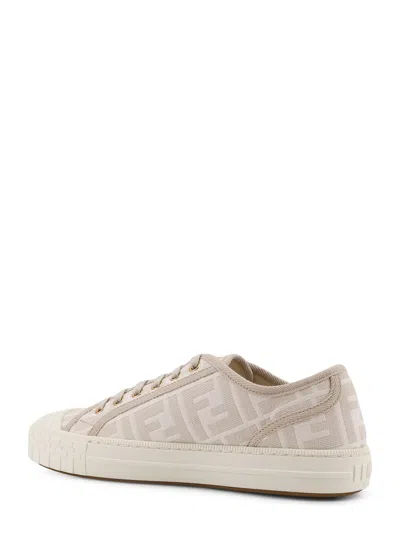 Fendi Domino Ff Jacquard Low-top Sneakers In Neutral