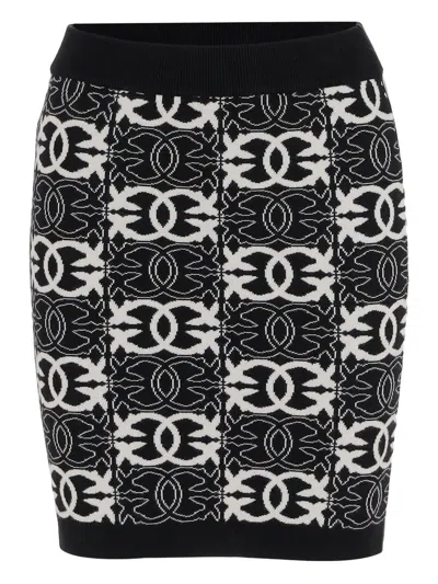Pinko Jacquard Knit Mini Skirt In Black