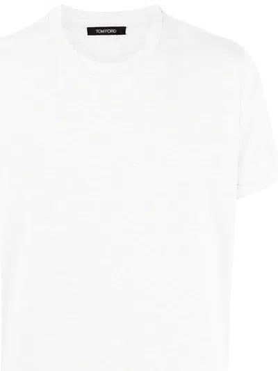 Tom Ford White Cotton T-shirt With Straight Hem In White