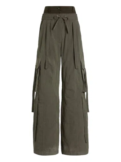 Dolce & Gabbana Dual-waistband Wide-leg Cargo Trousers In Green