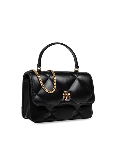 Tory Burch Mini Kira Diamond Quilt Top-handle Chain Wallet In Black