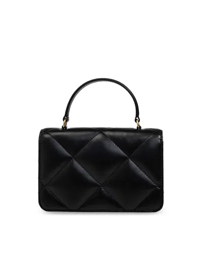 Tory Burch Mini Kira Diamond Quilt Top-handle Chain Wallet In Black
