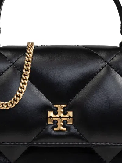Tory Burch Mini Kira Diamond Quilt Top-handle Chain Wallet In Black