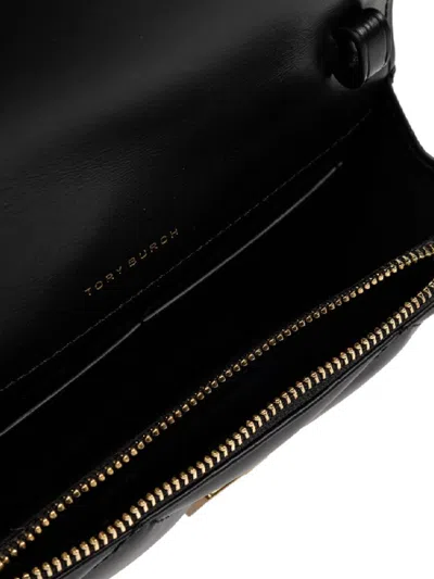 Tory Burch Mini Kira Diamond Quilt Top-handle Chain Wallet In Black
