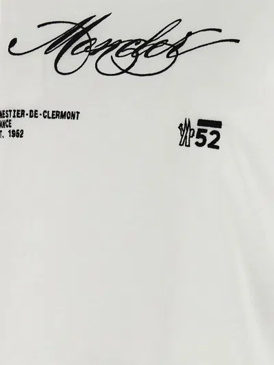 Moncler Cotton T Shirt With Embroidered Cursive Logo In White