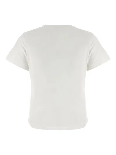 Moncler Cotton T Shirt With Embroidered Cursive Logo In White