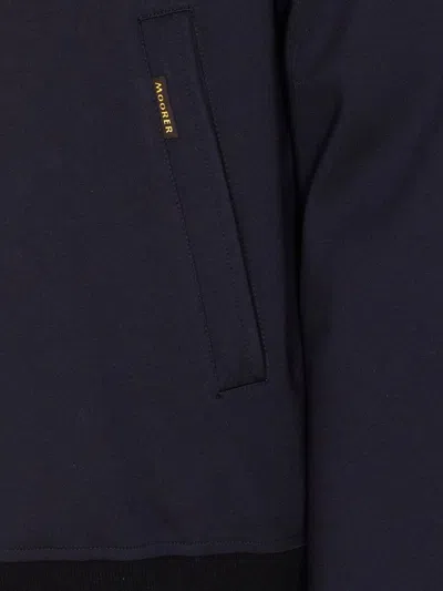 Moorer Padded Jacket With Removable Hood And Zip Pockets In Blue