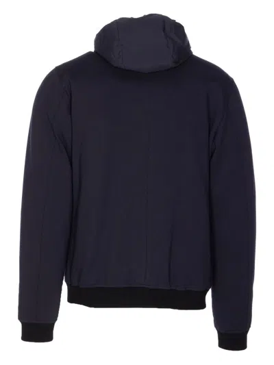 Moorer Padded Jacket With Removable Hood And Zip Pockets In Blue