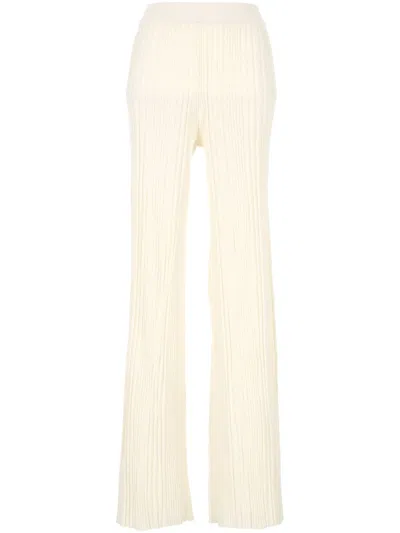 Mrz Pleated Flared Trousers In White