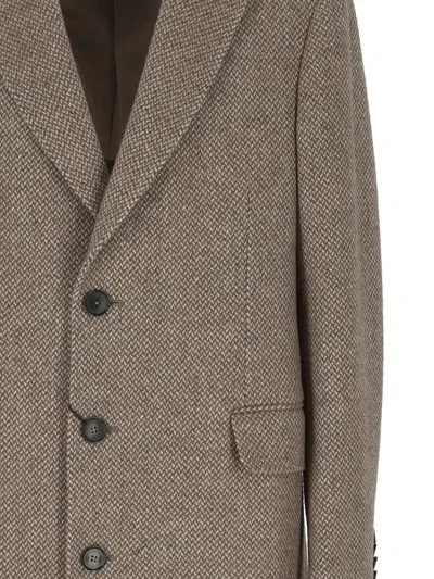 Zegna Long-sleeved Coat In Brown